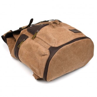 Канвас рюкзак-мішок TARWA RCc-0010-4lx зі шкірою крейзі хорс практичний та затре. . фото 10