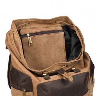 Канвас рюкзак-мішок TARWA RCc-0010-4lx зі шкірою крейзі хорс практичний та затре. . фото 8