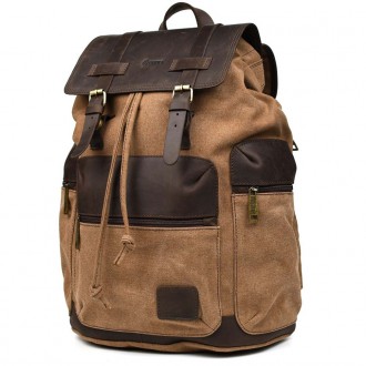 Канвас рюкзак-мішок TARWA RCc-0010-4lx зі шкірою крейзі хорс практичний та затре. . фото 5
