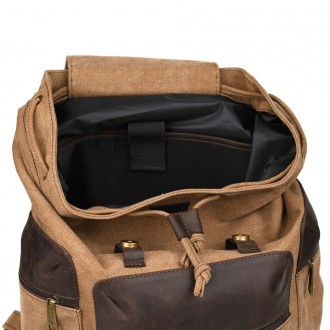 Канвас рюкзак-мішок TARWA RCc-0010-4lx зі шкірою крейзі хорс практичний та затре. . фото 9