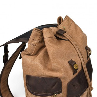 Канвас рюкзак-мішок TARWA RCc-0010-4lx зі шкірою крейзі хорс практичний та затре. . фото 7
