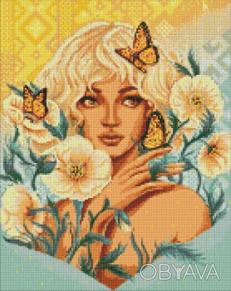 Набір з алмазною мозаїкою "Дівчина з метеликами" 40х50см Работаем с 2011 годаБла. . фото 1