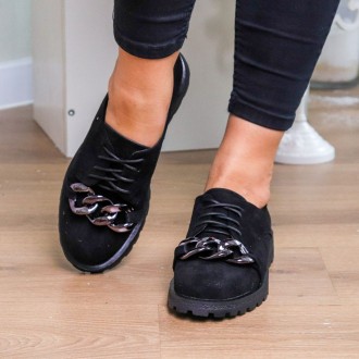 Женские туфли черные Cherry 3242 Туфли женские выполнены из искусственной замши,. . фото 5
