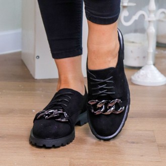 Женские туфли черные Cherry 3242 Туфли женские выполнены из искусственной замши,. . фото 4
