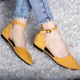 Женские туфли желтые Euki 2782 Туфли женские выполнены из искусственной замши. М. . фото 4