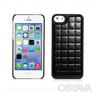 Чехол Xoomz для iPhone 5/5S/5SE PU Grid Black – стильный аксессуар, обрамляющий . . фото 1