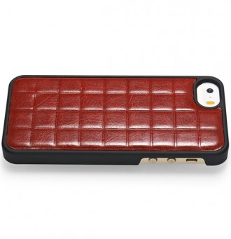Чехол Xoomz для iPhone 5/5S/5SE PU Grid Brown – стильный аксессуар, обрамляющий . . фото 4