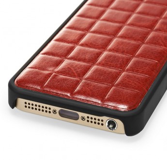 Чехол Xoomz для iPhone 5/5S/5SE PU Grid Brown – стильный аксессуар, обрамляющий . . фото 6