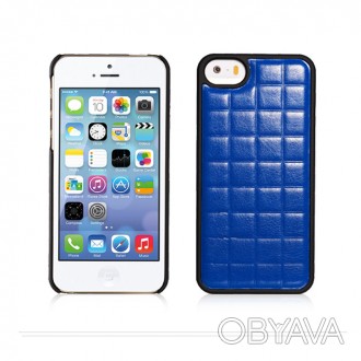 Чехол Xoomz для iPhone 5/5S/5SE PU Grid Blue – стильный аксессуар, обрамляющий з. . фото 1