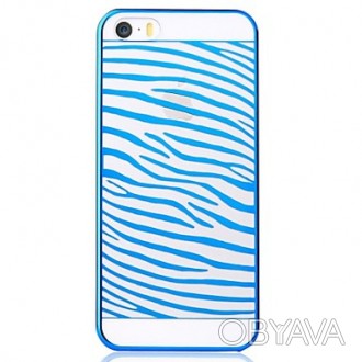 Чехол Vouni для iPhone 5/5S/5SE Glimmer Zebra Blue – стильный аксессуар, обрамля. . фото 1