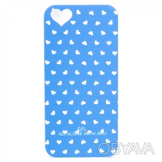Чехол ARU для iPhone 5S Hearts Blue – стильный аксессуар, обрамляющий заднюю пов. . фото 1