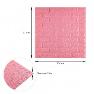 Декоративна 3D панель самоклейка під цеглу Рожевий 700х770х7мм (004-7)
Декоратив. . фото 4