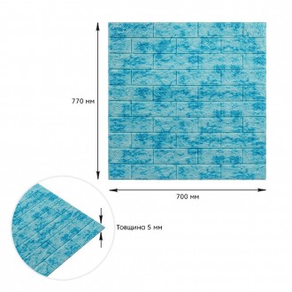 Декоративна 3D панель самоклейка під цеглу Блакитний мармур 700х770х5мм (065)
Де. . фото 4
