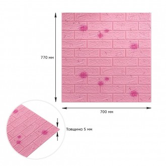 Декоративна 3D панель самоклейка під світло-рожевий цегла Кульбабка 700х770х5мм . . фото 4