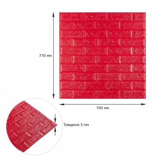 Самоклеюча декоративна 3D панель Цегла червона 700х770х5мм (008-5)
Декоративні 3. . фото 4