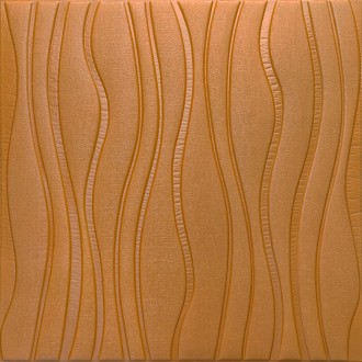 Самоклеюча декоративна настінно-стельова 3D панель коричневі хвилі 700x700x7мм (. . фото 2