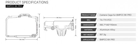  Базовый комплект Tilta Basic Kit for BMPCC 6K Pro (Tactical Gray) (TA-T11-B) Bl. . фото 8