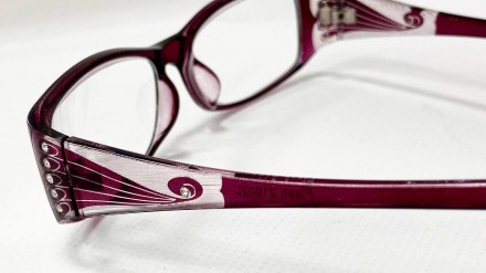 Корректирующие женские прямоугольные очки с камешками на дужках
	материал оправы. . фото 6