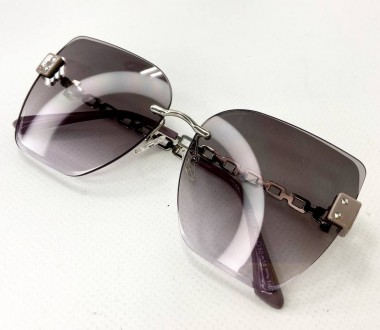 Солнцезащитные женские безоправные очки градиент со срезанной линзой
	защита от . . фото 5