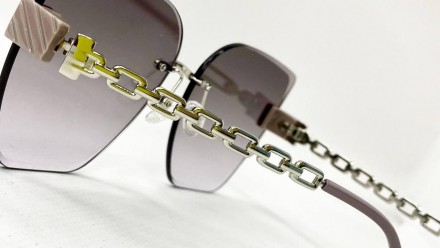 Солнцезащитные женские безоправные очки градиент со срезанной линзой
	защита от . . фото 6