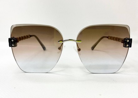Солнцезащитные женские безоправные очки градиент со срезанной линзой
	защита от . . фото 6