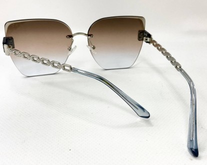 Солнцезащитные женские безоправные очки градиент со срезанной линзой
	защита от . . фото 4