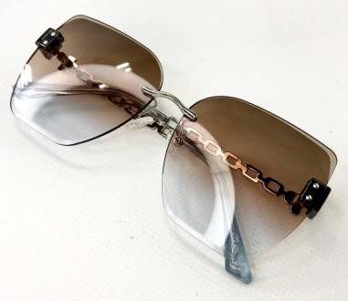 Солнцезащитные женские безоправные очки градиент со срезанной линзой
	защита от . . фото 5