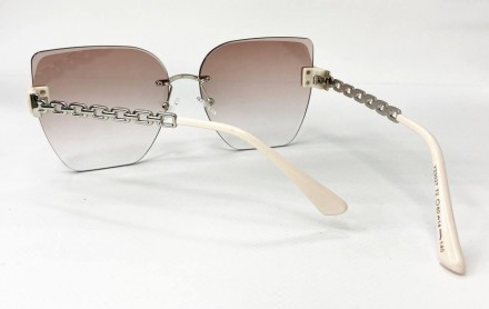 Солнцезащитные женские безоправные очки градиент со срезанной линзой
	защита от . . фото 4