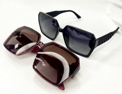 Солнцезащитные женские квадратные очки с поляризацией матовые дужки
	защита от у. . фото 7