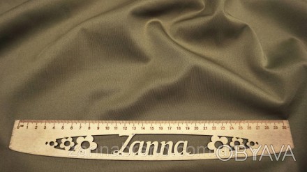  Ткань дайвинг цвет светлый хаки (ширина 190 см) - эластичная, мягкая, плотная, . . фото 1