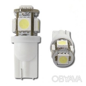 Светодиод Т10 с цоколем W2,1x9,5d и с 5 SMD (5050) . . фото 1