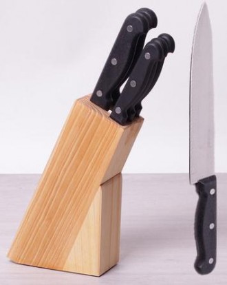 Набір кухонних ножів Kamille "Iserlohn" з дерев'яною колодою (підставкою для нож. . фото 2