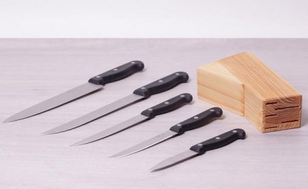 Набір кухонних ножів Kamille "Iserlohn" з дерев'яною колодою (підставкою для нож. . фото 5