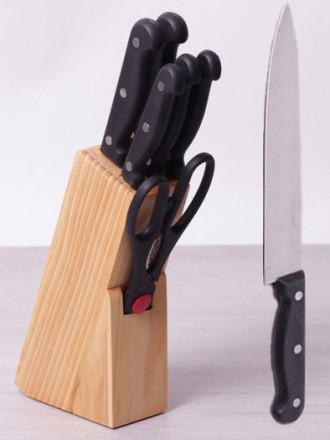 Набір кухонних ножів Kamille "Iserlohn" з дерев'яною колодою (підставкою для нож. . фото 2