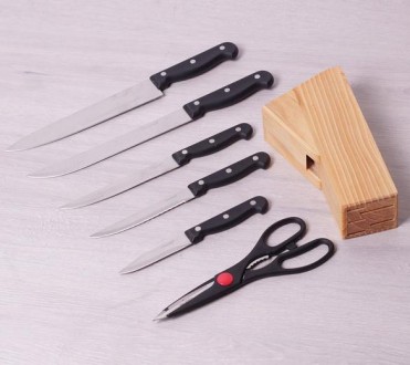 Набір кухонних ножів Kamille "Iserlohn" з дерев'яною колодою (підставкою для нож. . фото 4