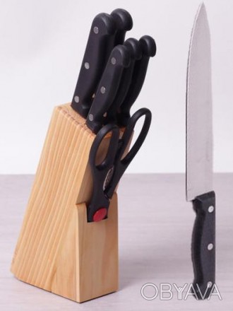Набір кухонних ножів Kamille "Iserlohn" з дерев'яною колодою (підставкою для нож. . фото 1