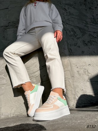 
 
Кросівки жіночі Debora білі + персик + м'ята екошкіра 8152, розмір 38 
Матері. . фото 3