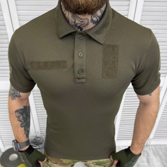 Тактична футболка зсу поло для військовослужбовців, футболка поло військова олив. . фото 4