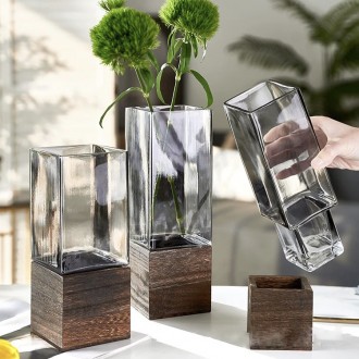 Ваза стеклянная Элегантная ваза из прочного стекла с оригинальным дизайнерским р. . фото 4