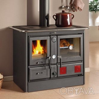 
Дров'яна кухонна плита з глянсовим сталевим облицюванням ROSA XXL Особливості: . . фото 1