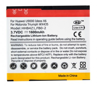 Акумулятор PowerPlant Huawei U9000, Motorola Triumph WX435 (HHB4Z1) 1600mAh. Бородянка. фото 1 Акумулятор PowerPlant Huawei U9000, Motorola Triumph WX435 (HHB4Z1) 1600mAh. Бородянка. фото 1