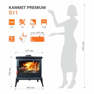 
Чавунна піч KAWMET Premium S11 PROMETEUS (8,5 kW) ВИНЯТКОВА ЕФЕКТИВНІСТЬ Корист. . фото 3