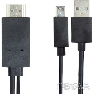 Кабель-перехідник PowerPlant micro USB - HDMI+USB, 1.8m, (MHL), Blister дозволит. . фото 1