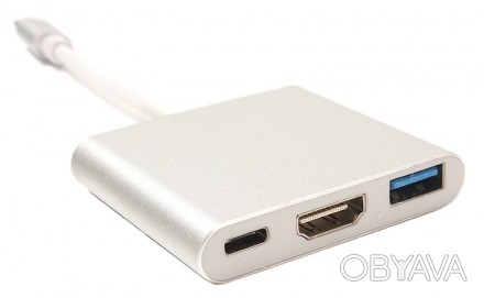 Кабель-перехідник PowerPlant USB Type-C - HDMI/USB Multiport Adapter для MacBook. . фото 1