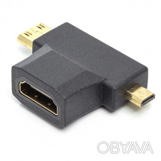 Перехідник PowerPlant HDMI (F) - mini HDMI (M)/micro HDMI (M)
Роз'єм 1: HDMI (F). . фото 1