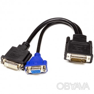 Назва: Перехідник PowerPlant DVI-I (M) - DVI-D (F) + VGA (F), 0.3 м
Тип: DVI-I (. . фото 1