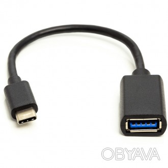 Кабель PowerPlant OTG USB 2.0 AF - Type-C, 0.1м використовується для підключення. . фото 1