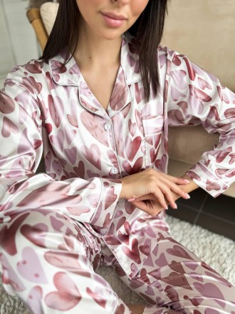 Женская пижама Шелковая Армани рубашка и штаны для девушек Домашний костюм с Сер. . фото 10