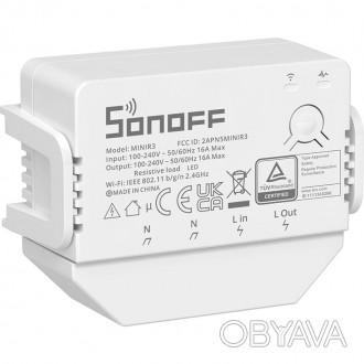 
Sonoff MINI R3 - це одноканальне реле з віддаленим керуванням по Wi-Fi. Управлі. . фото 1