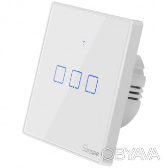 Sonoff T2EU3C-TX Wi-Fi розумний настінний вимикач із радіочастотним керуванням, . . фото 1